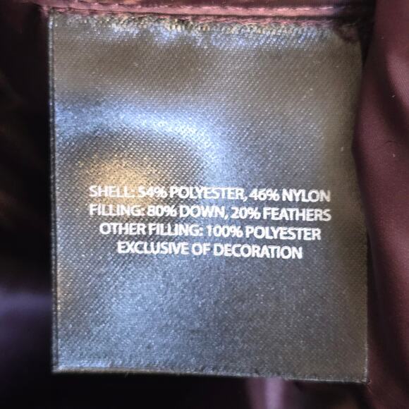 T Tahari Puffer Coat Womens Large Deep Purple Down Filled Quilted Asymmetrical - Picture 6 of 15